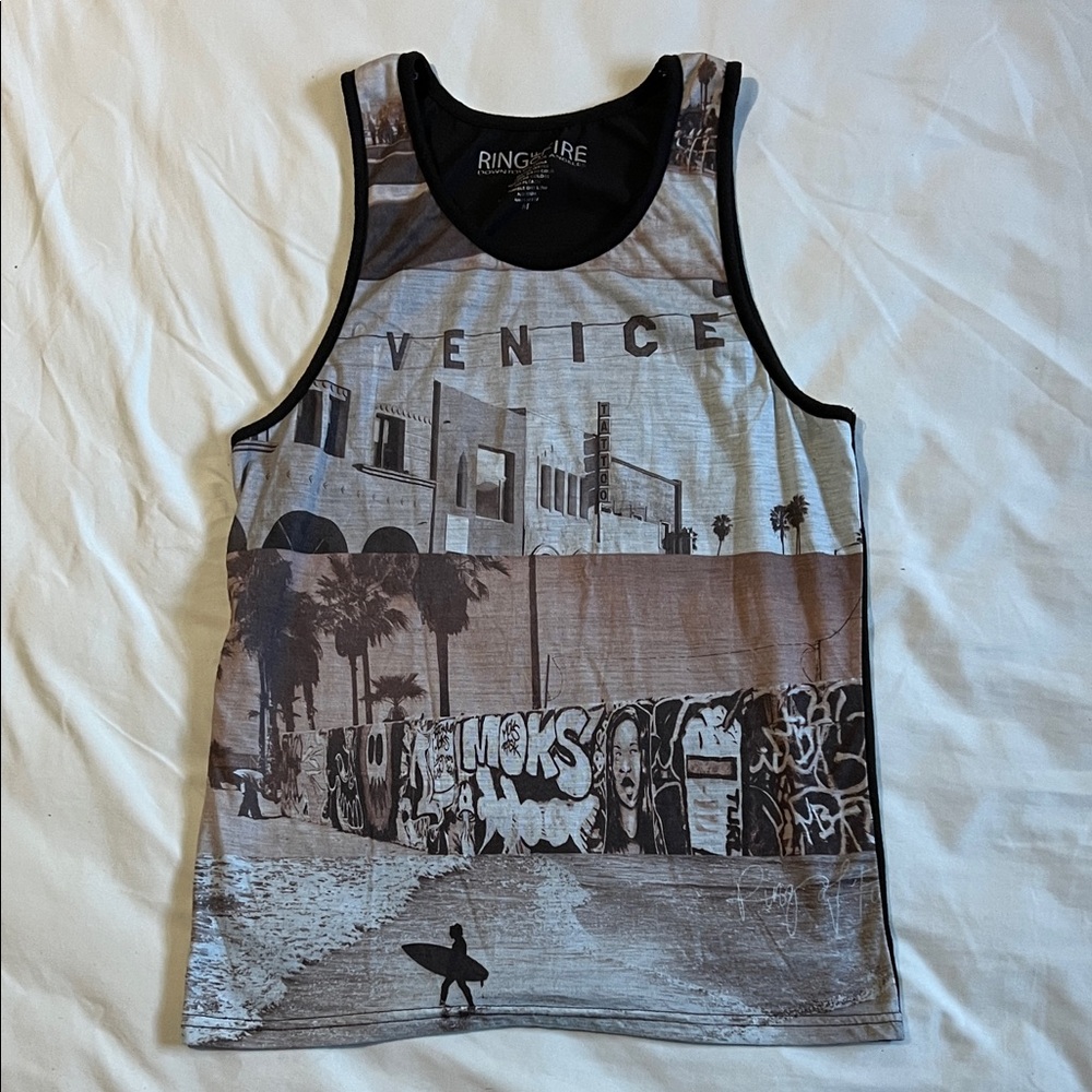 Ring of Fire Black Venice Beach Graphic Tank Top
